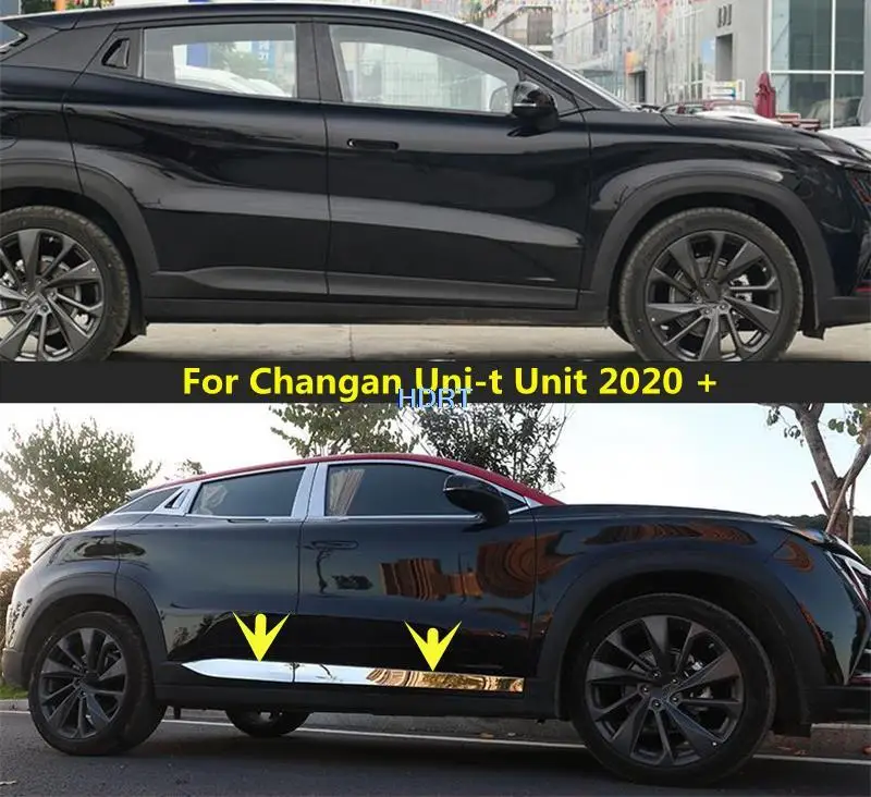 

Для Changan Uni-t Unit 2020 + нержавеющая сталь корпус отделка полоса двери боковое литье декоративные пластины Защита от царапин автомобиль стиль