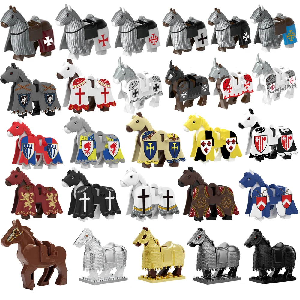 

Military Building Blocks Solider Figures War Horse Saddle Reins Children Christmas Gifts Toys Animal Accessories Equipment