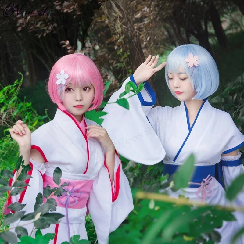 Disfraces de cosplay de Re Zero RAM y REM 2026, disfraz de anime de las gemelas Kara Hajimeru Isekai Seikai, vestido kimono para mujeres y niñas, Halloween D7Q0P