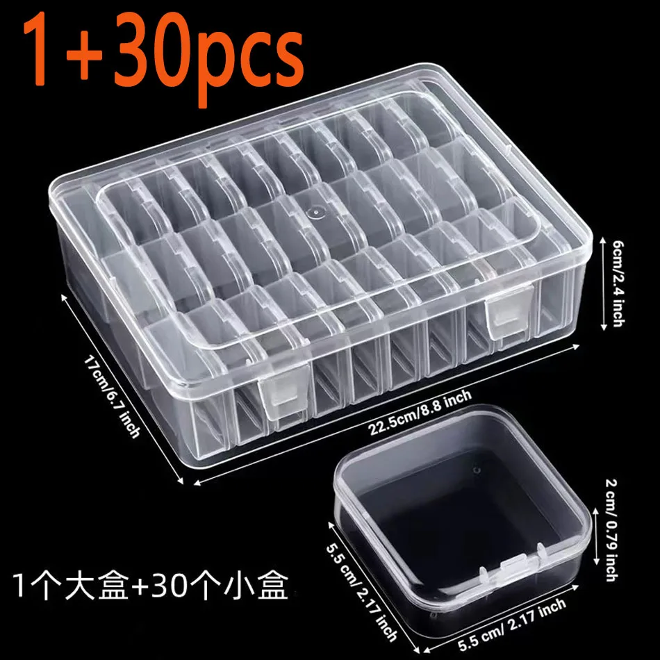 30Pcs Small Clear Plastic Bead Storage Containers