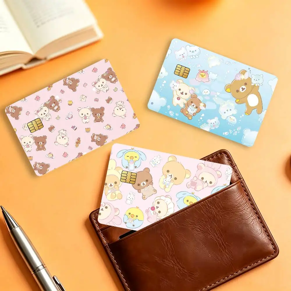Cartoon R-rilakkuma-s Anime Waterproof Card Stickers For Credit Cards Debit Cards And Transit Cards 4pcs