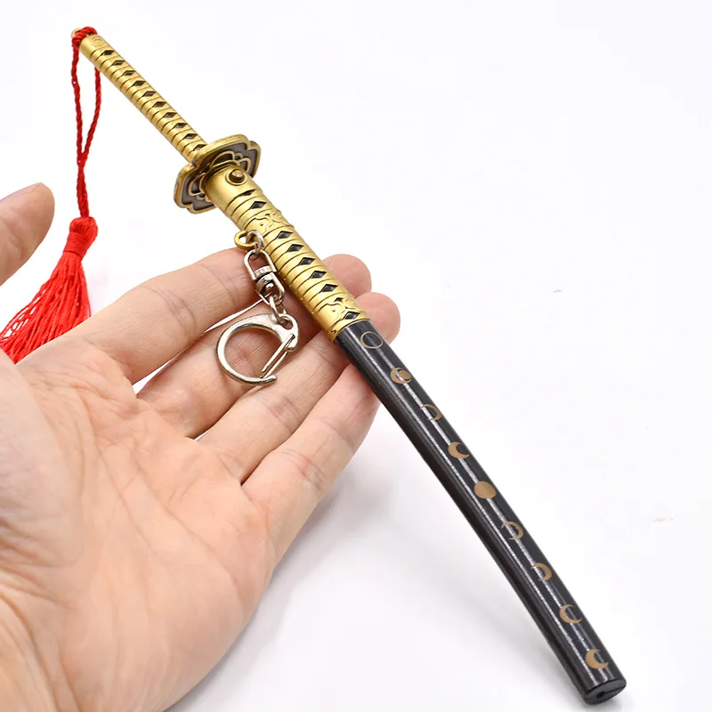 22cm Touken Ranbu Mikazuki Munechika Sword Game Peripheral Metal Springing Samurai Sword Katana Weapon Model Keychain Gift Toys