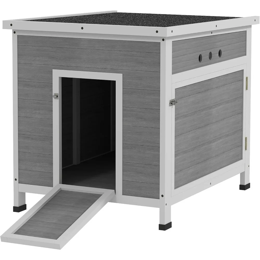 

Duck Coop, Wooden Rabbit Hutch with Openable Roof, Removable Floor, Double Doors, Ramp, Weatherproof Pet House, Small Animal Ou