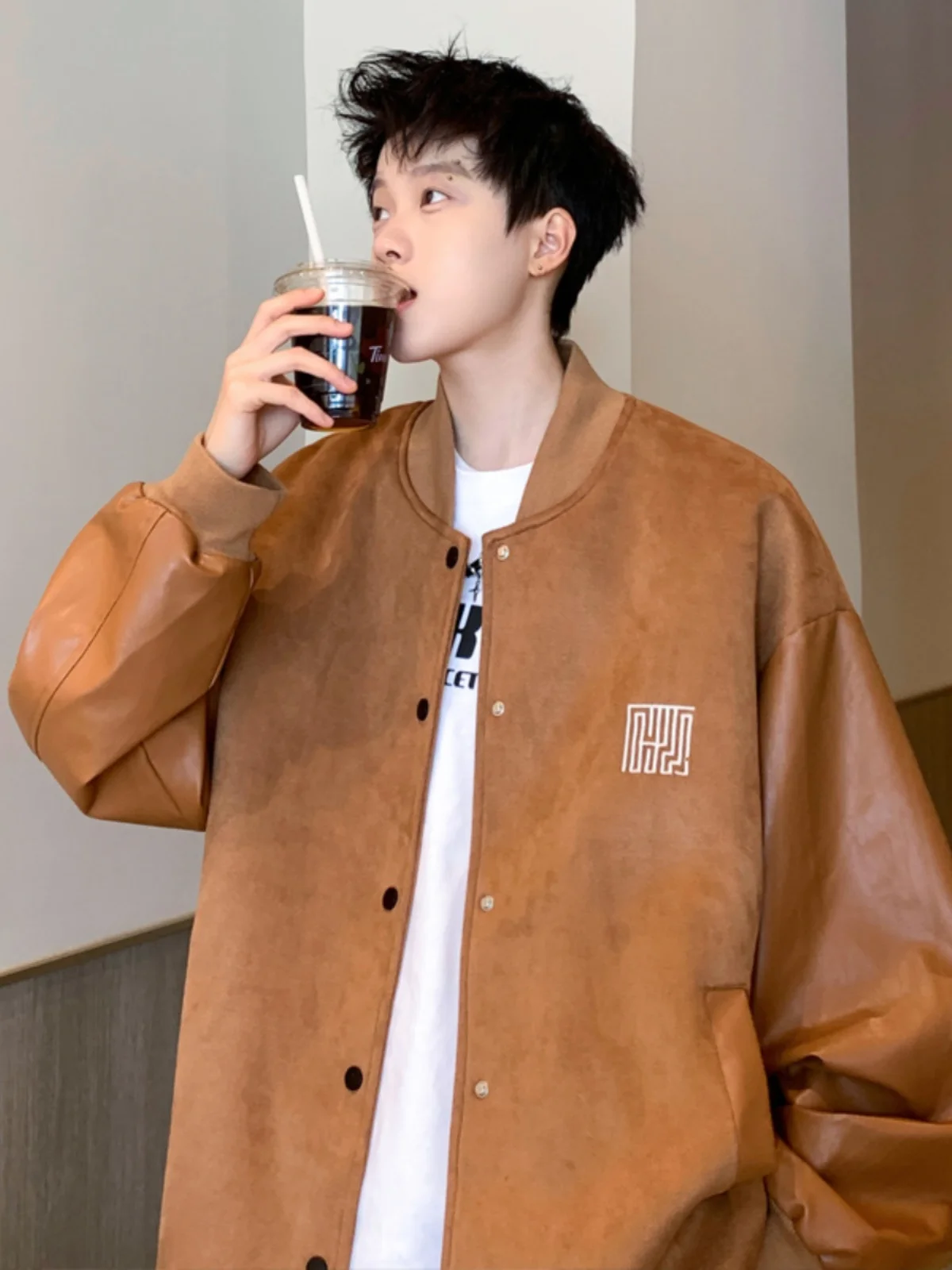 

Мужская замшевая куртка American Sle: утепленный жилет в стиле High Street с кожаными вставками, для весны, осени и зимы