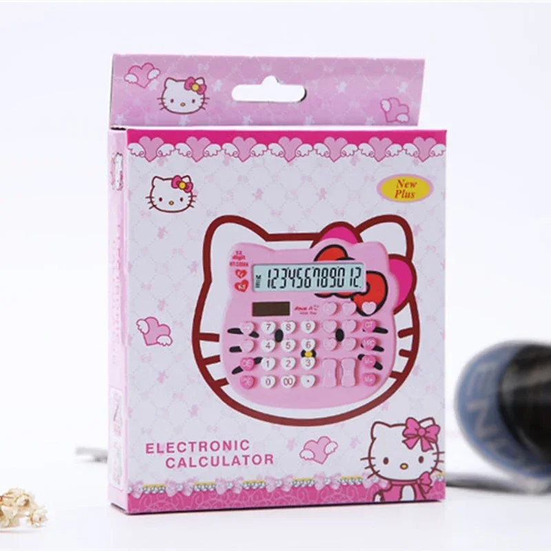 Kawaii Hello Kittys Аниме Фигурка калькулятор солнечной энергии Алмазный ученический расчет творческих идей оптом