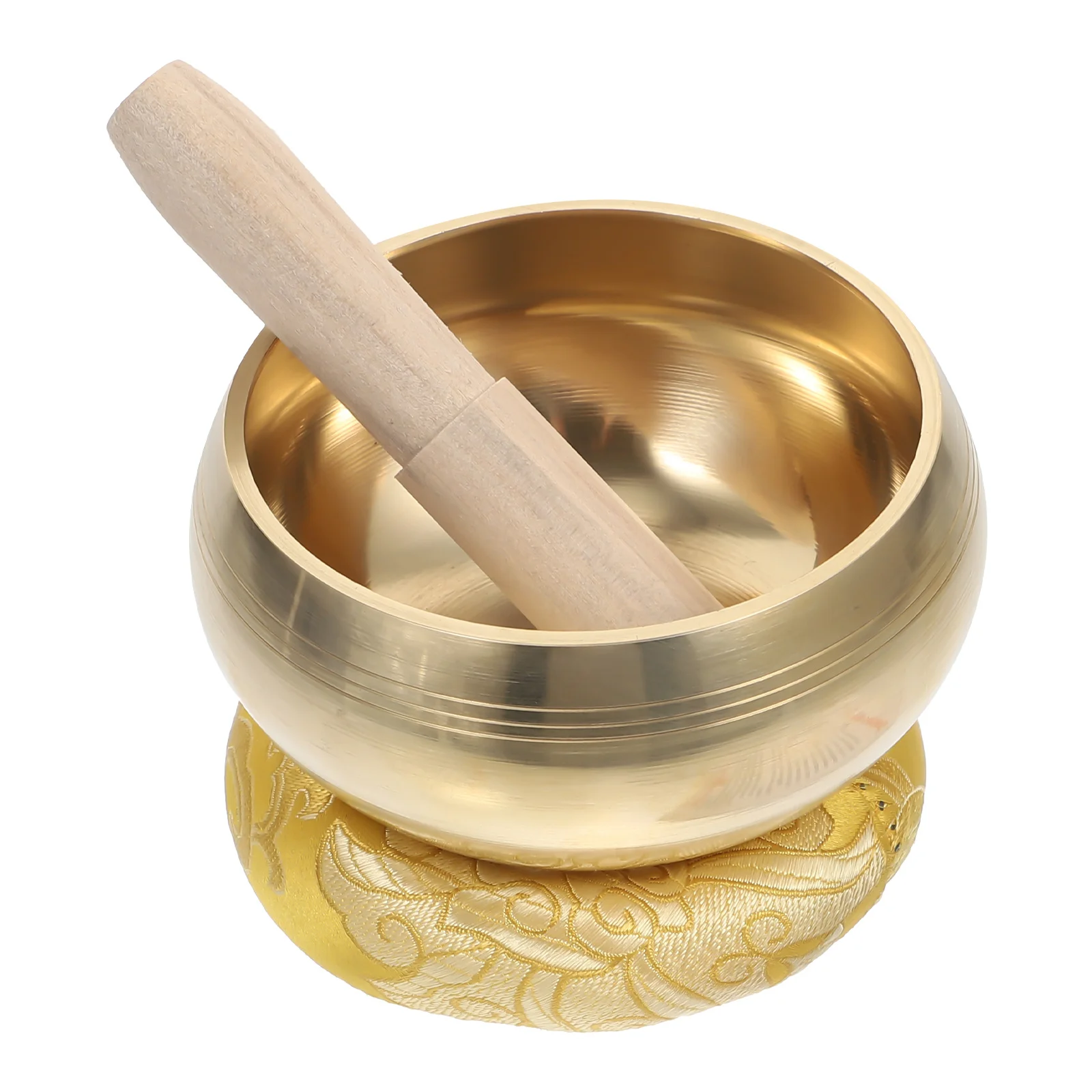 1세트 구리 싱잉볼 고대 명상 티베트 사운드볼 세트 (나무 막대와 쿠션 포함)