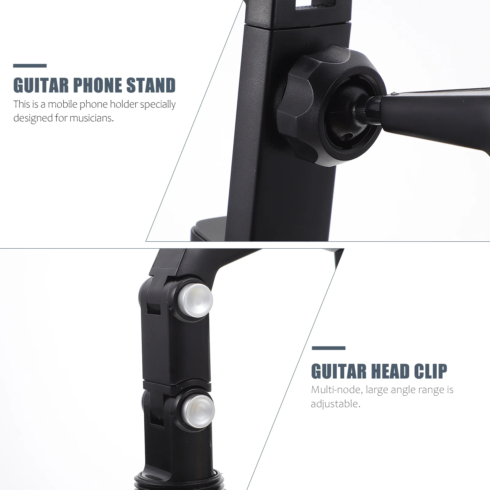 

1Set Sturdy Plastic Guitar Headphone Phone Holder Adjustable Clip Rotatable for Music Score Practice Guitar Clip-on Phone Holder