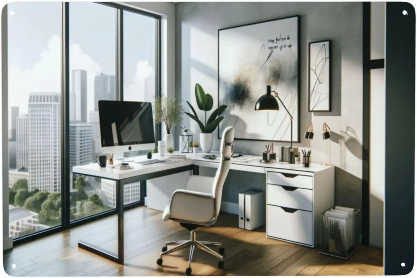 Modern Minimalist Office Metal tin signs Wall Art decor Inspiring Decor for Workspaces, Home Offices, and Study Rooms, with sign