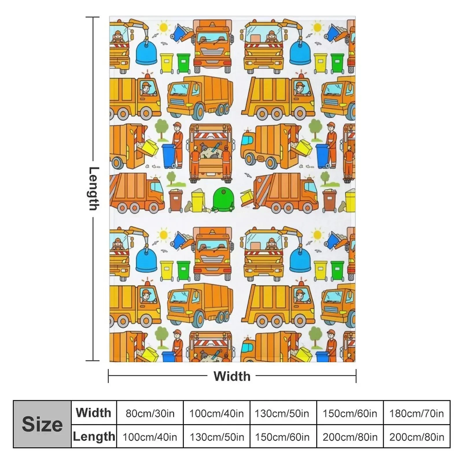 Garbage Truck Design Trashtrucks Rubbish Collection Vehicles Throw Blanket couch cozy soft plush fuzzy picnic outdoor blanket
