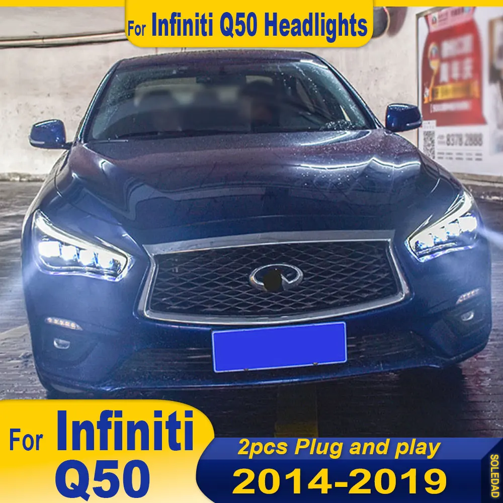 

Для Infiniti Q50 2015-2024 Обновление налобного фонаря Модифицированная фара с динамическим сигналом налобного фонаря Автоаксессуары Plug and play