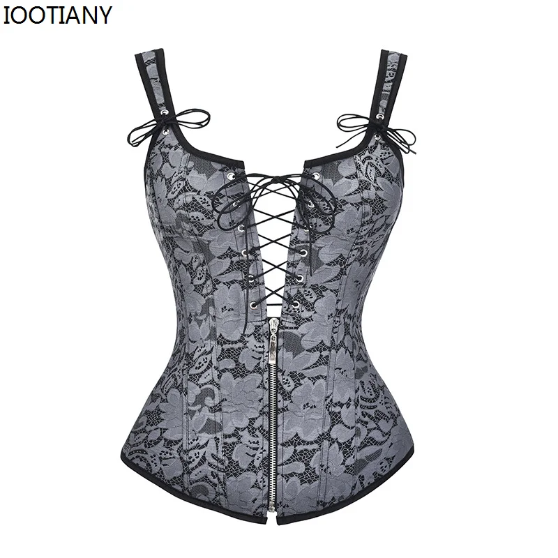 Women Renaissance Corset Sexy Vintage Palace Bustier Steel Bone Europe And The United States Sexy Lace Jacquard Straps Vest