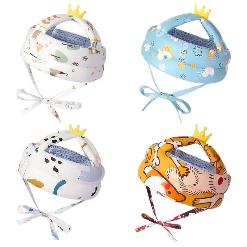 

95AE Baby Protective Headwear Lovely Pattern Baby Headguard Comfortable Wearing Baby Hat for Baby Girls Learning to Walk Gift