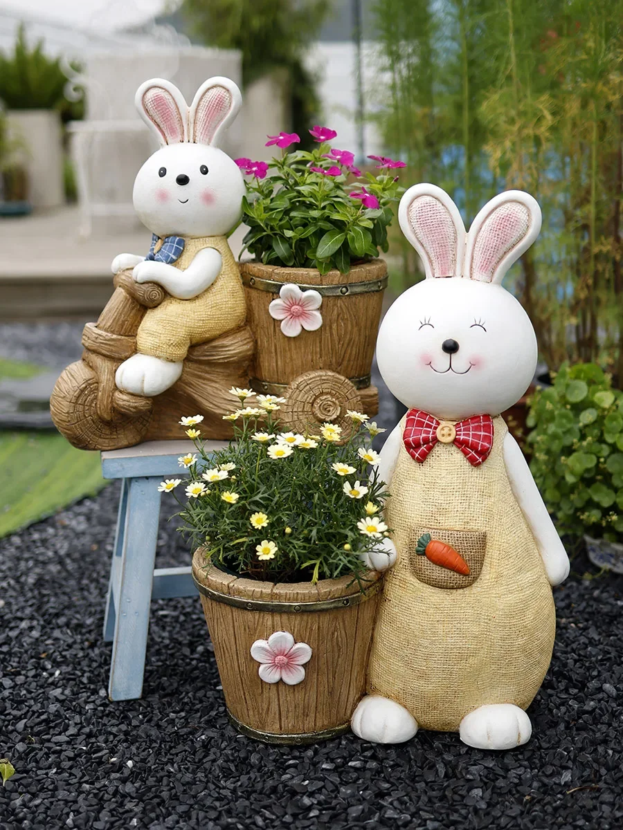 

cute little rabbit flower pot handicraft garden ornament