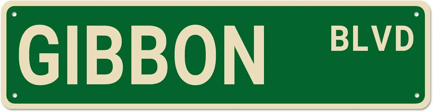 Gibbon BLVD Street Sign, Gibbon Sign Gibbon Decor Gibbon Lover Gift, Funny Wall Decor for Home/Bedroom/Man Cave, Quality Metal S