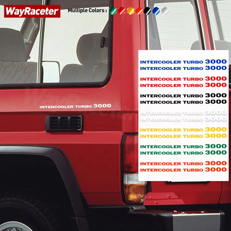 2 Pcs 3000 Intercooler Turbo Graphics Vinyl Fender Door Side Trunk Sticker Toyota Land Cruiser 150 Prado 90 120 Accessories