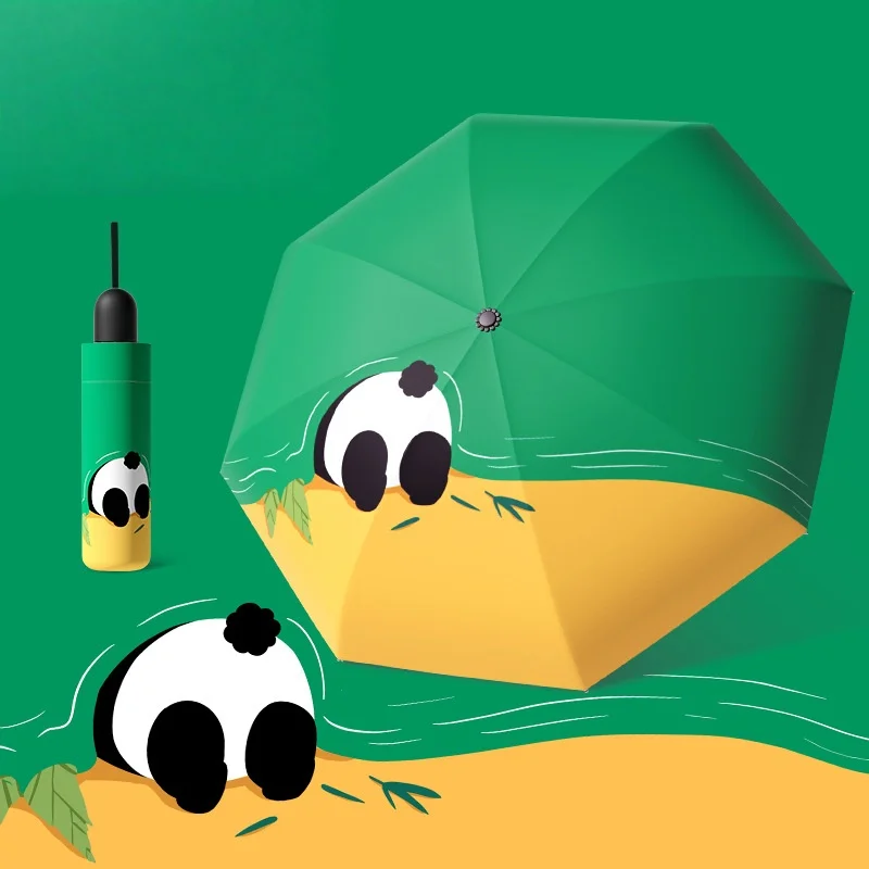 Hiding Pandas Manual Umbrella UPF 50+ Sun & Rain Proof,8 Ribs Windproof Compact Folding Umbrella Cute Gift for Women Girls