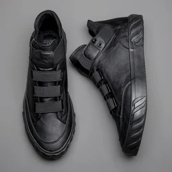 New Men's Leather Shoes Korean Trend Comfortable Loafer Men Shoes British Fashion Men High Top Sneakers New Moccasins Men 588 g