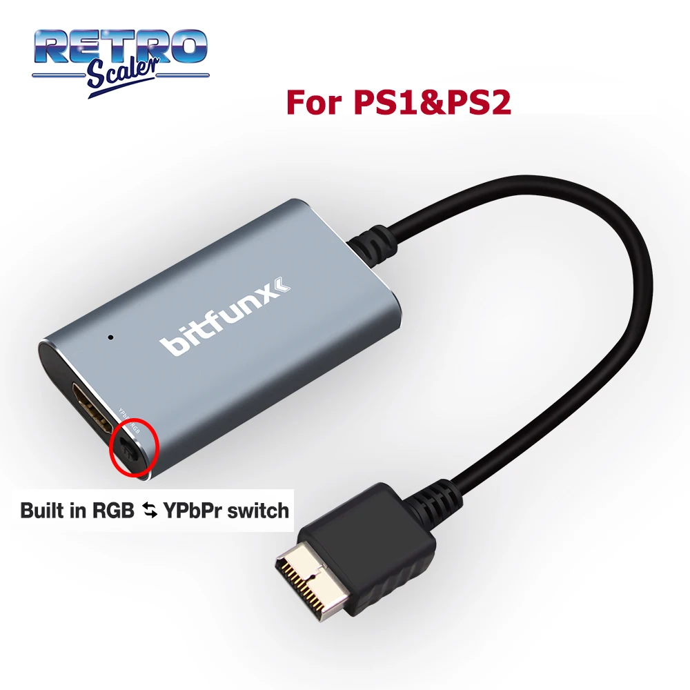 Bitfunx HDMI-compatible Converter Adapter With RGB & YPbPr Switch Compatible PlayStation 1/2 PS1/PS2 Game Consoles