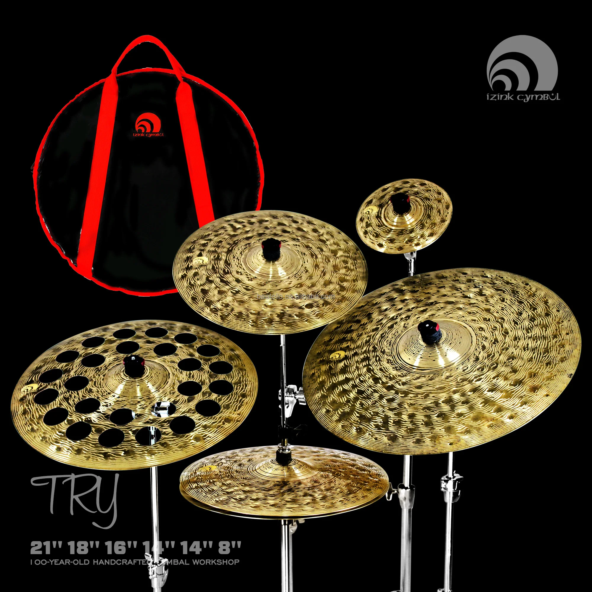 Hand-made Cymbal Kit 6 Pcs/Set Golden Cymbals Set B25 Cymbals Drum Set For Percussion Musical Instrument With Bag