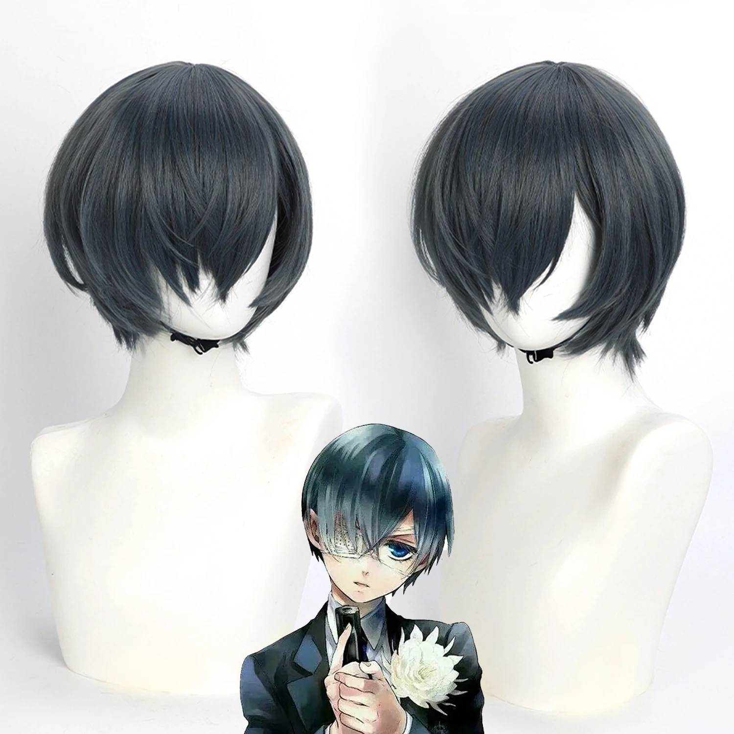 

Самый продаваемый короткий парик темно-серого цвета, термостойкий синтетический парик для косплея