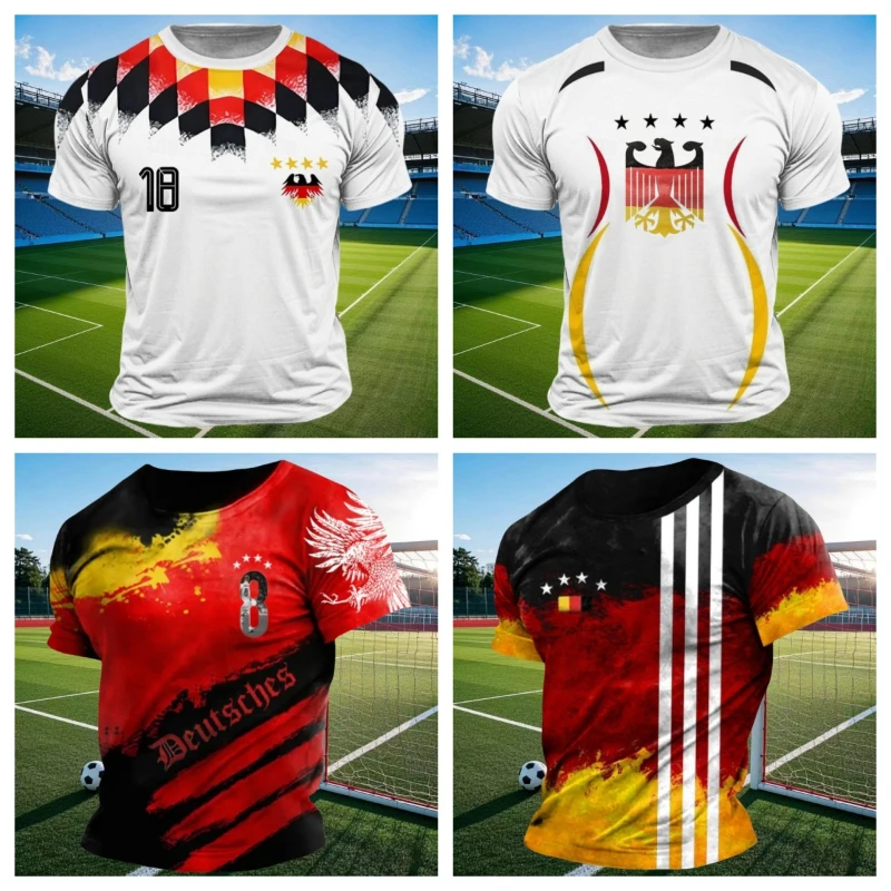3D-T-Shirts mit deutscher Flagge, bedruckt, für Herren und Damen, Sommer, deutsche Trikots, Sport-Tops, lässig, atmungsaktiv, kurzärmelig, deutsche T-Shirts