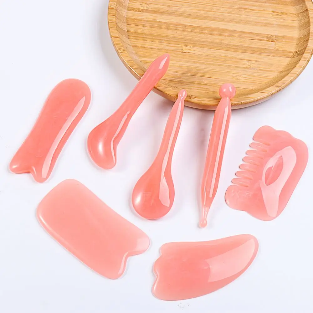 7PCS/Set Natural Resin Guasha Scraping Massage Tools Facial Body Massage Acupoint  Body Care SPA Multi-colors