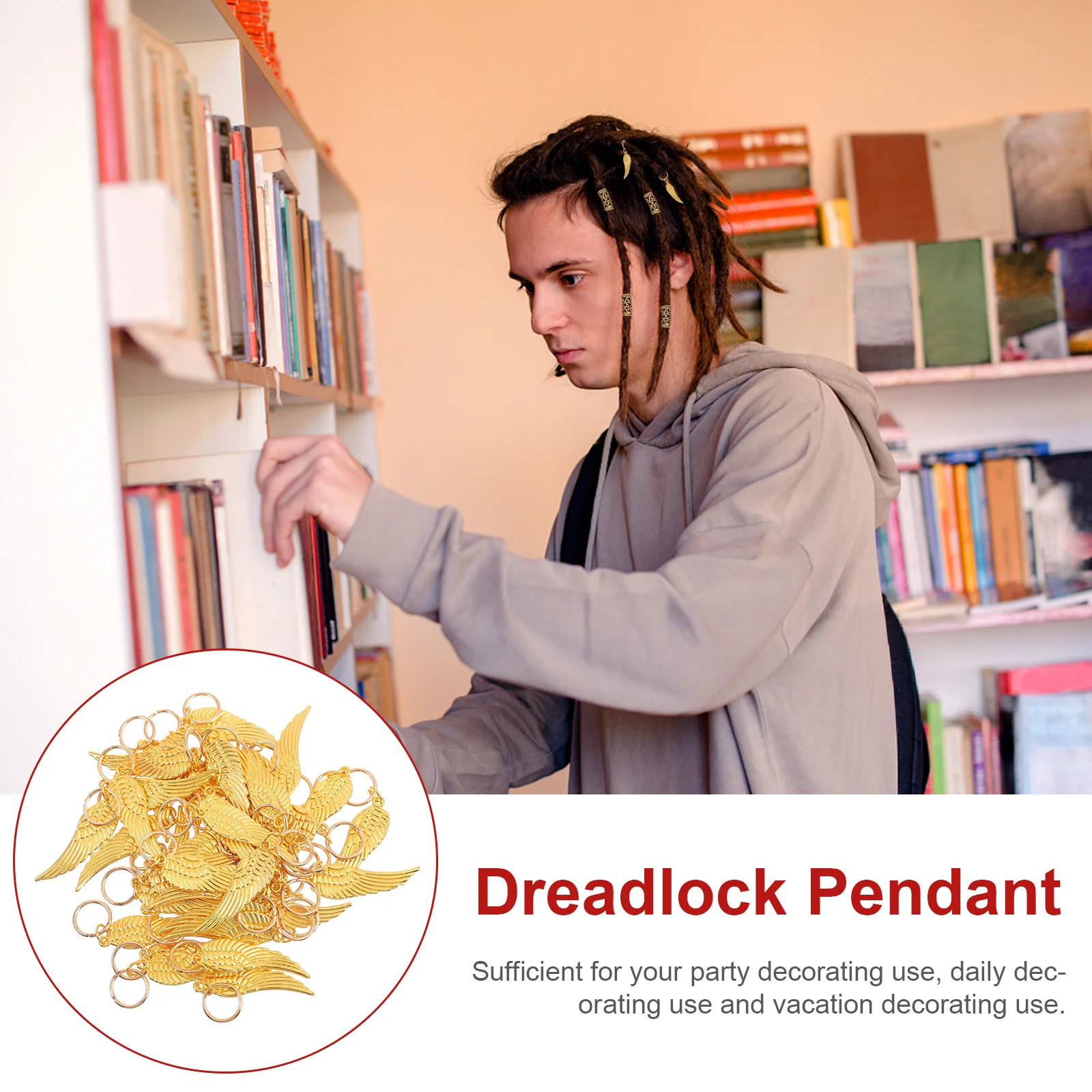 

40Pcs Hairpiece Rings Alloy Dreadlock Pendants Creative Hair Accessory Perfect for Party Hair Decoration Dreadlock Pendant