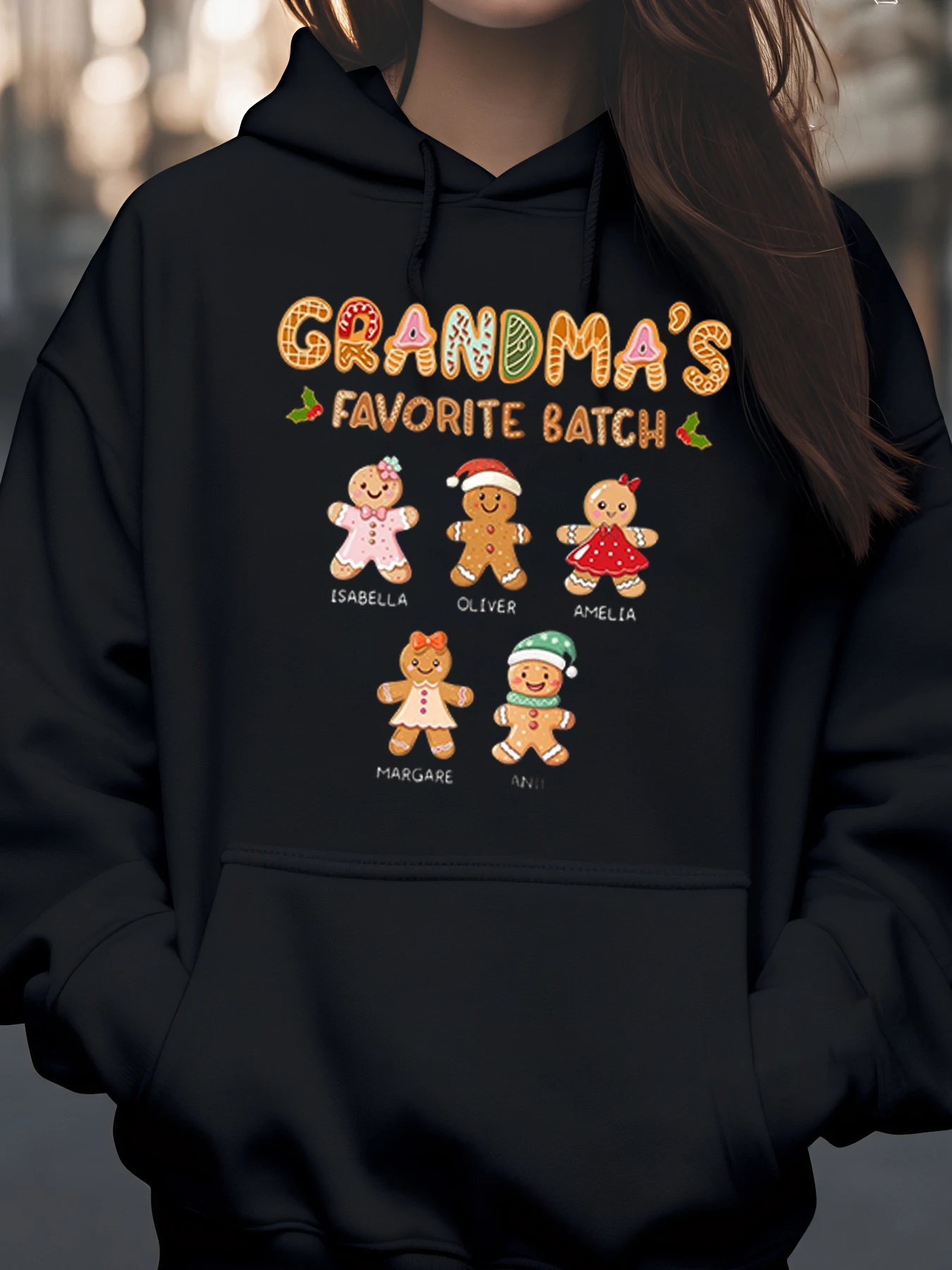 

Пряничное печенье, любимая бабушка, рождественская толстовка с капюшоном, семейный подарок для женщин и девочек