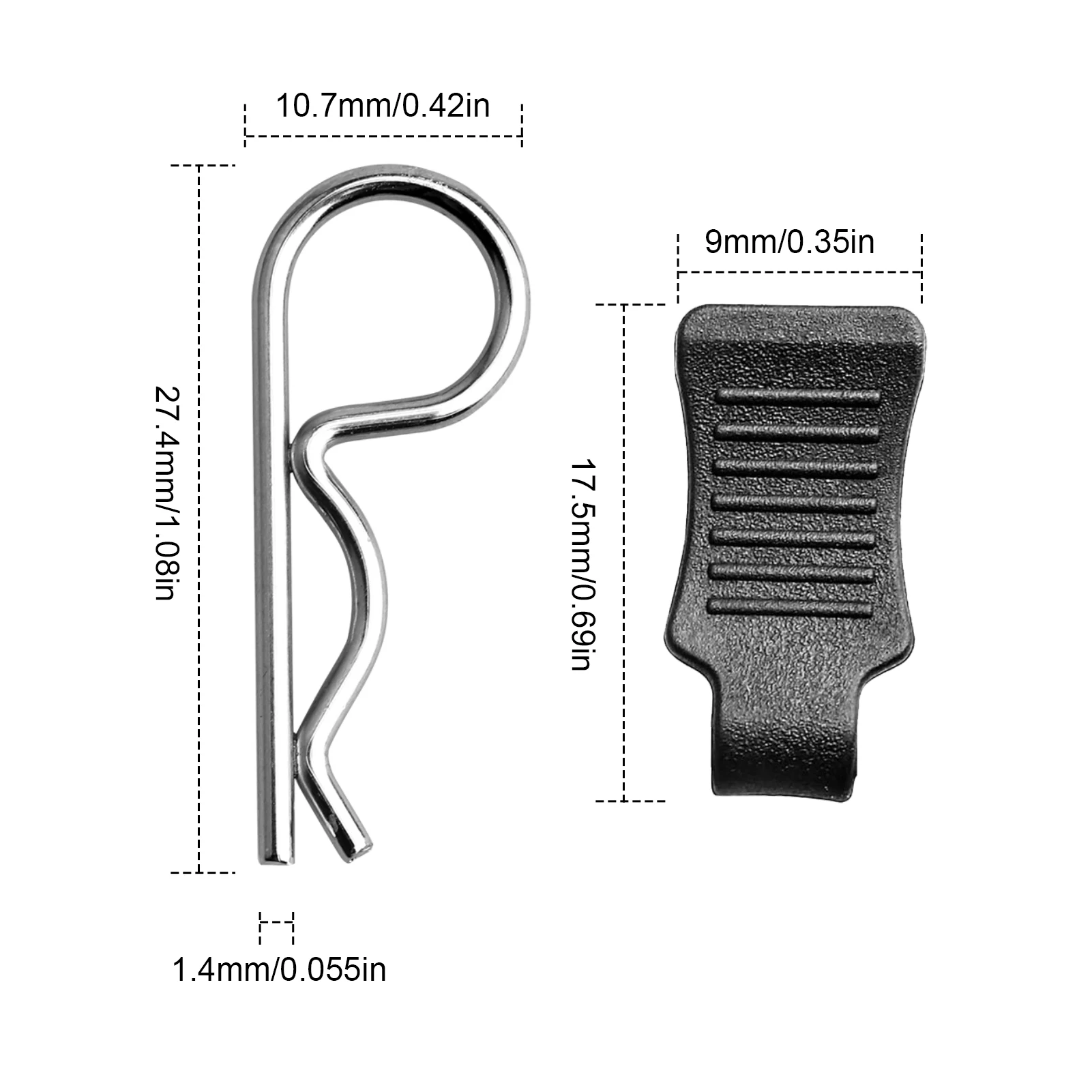 HobbyPark Universal RC Body Clips with Pull Tabs & R Pins for 1/10 & 1/8 Shell Replacement Fit Traxxas Arrma Axial Losi 50PCS