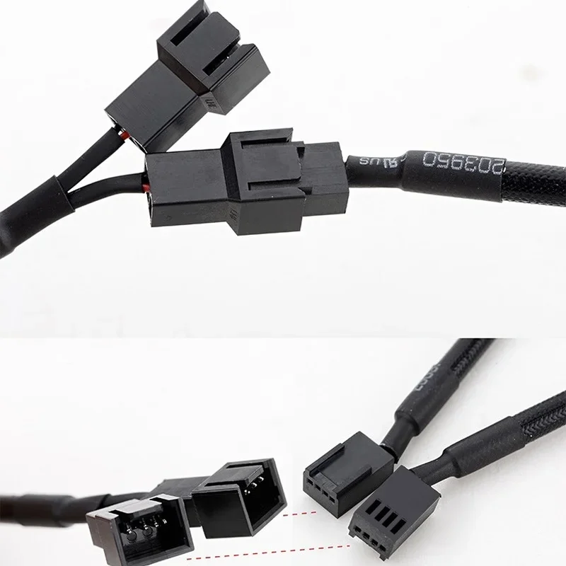4pin Black Mainboard Fan Cable Y Splitter PWM Fan Cable Line Computer PC Fan Power Extension Cable 27cm