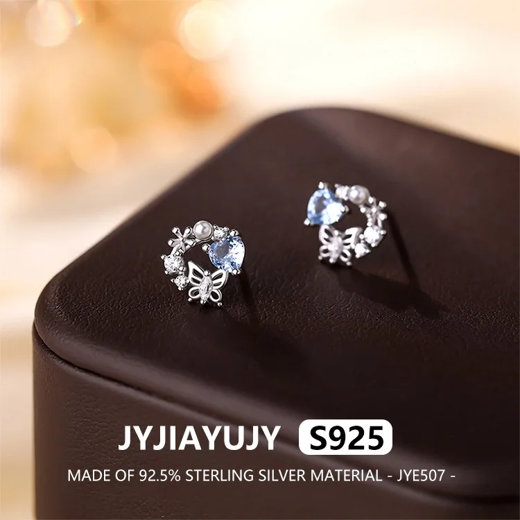 

JYJIAYUJY 100% Whole Original Sterling Silver S925 Stud Earrings In Stock Love Butterfly Pearl Fashion Jewelry Gift Daily JYE507