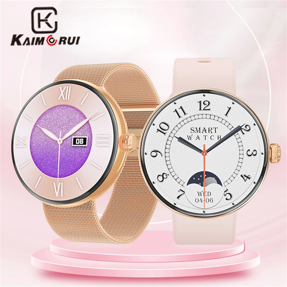 KAIMORUI Ladies Smart Watch Man Bluetooth Answer Call 1.3inch AMOLED Screen Blood Pressure Heart Rate Monitor Smartwatch Women