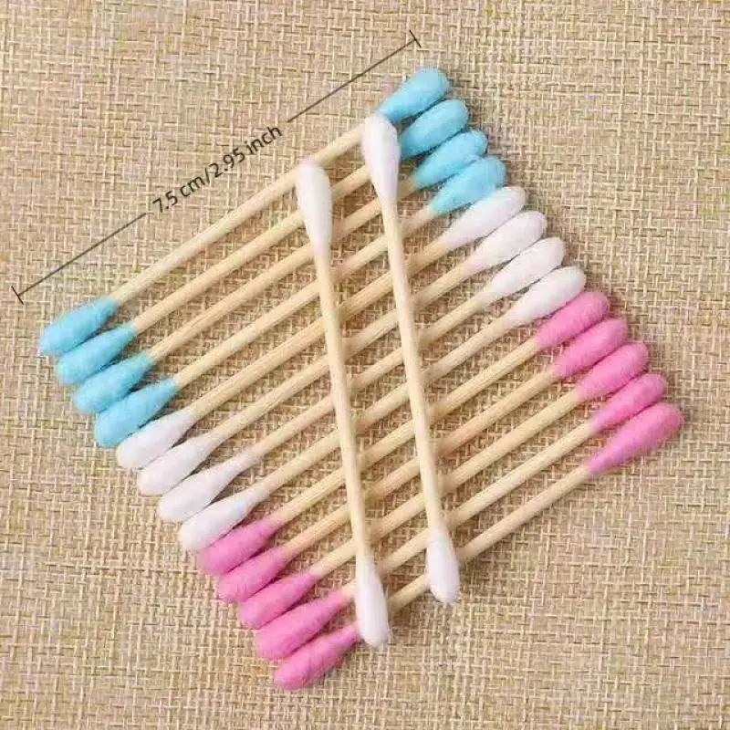 500 ピース/箱クリーン衛生綿棒カラー双頭綿棒メイク落とし耳綿棒化粧品ツール