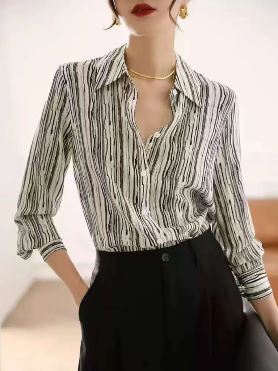 Ele Long Sve شيفون irt المرأة الصيف الجديدة الراقية ريترو هونغ كونغ Sle شريط علوي بلوزة التخسيس الكورية Sle L...