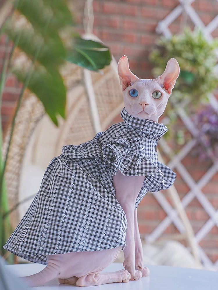 Luxury Plaid Sphynx Cat Skirt Dress Summer Pet Dresses for Cats Gotas Siamese Persian Katten mascotas Costume Puppy Dog Clothes