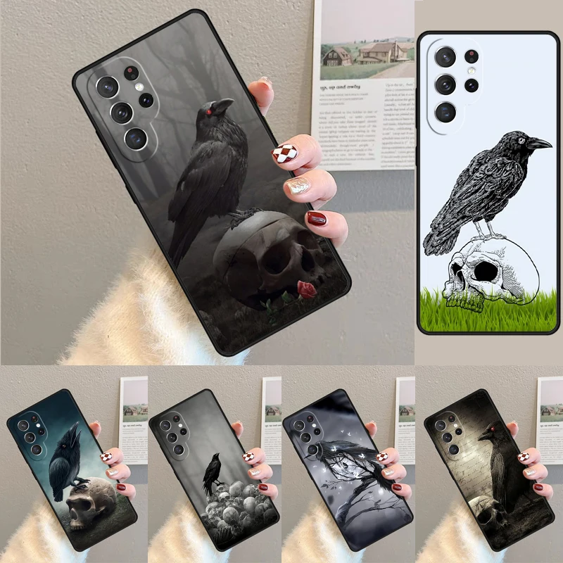 Raven Crow Skull pattern Phone Case For Samsung Galaxy note 10 pro S26 S25 S24 S23 S22 Ultra Plus S21 FE S20 Shockproof Cover