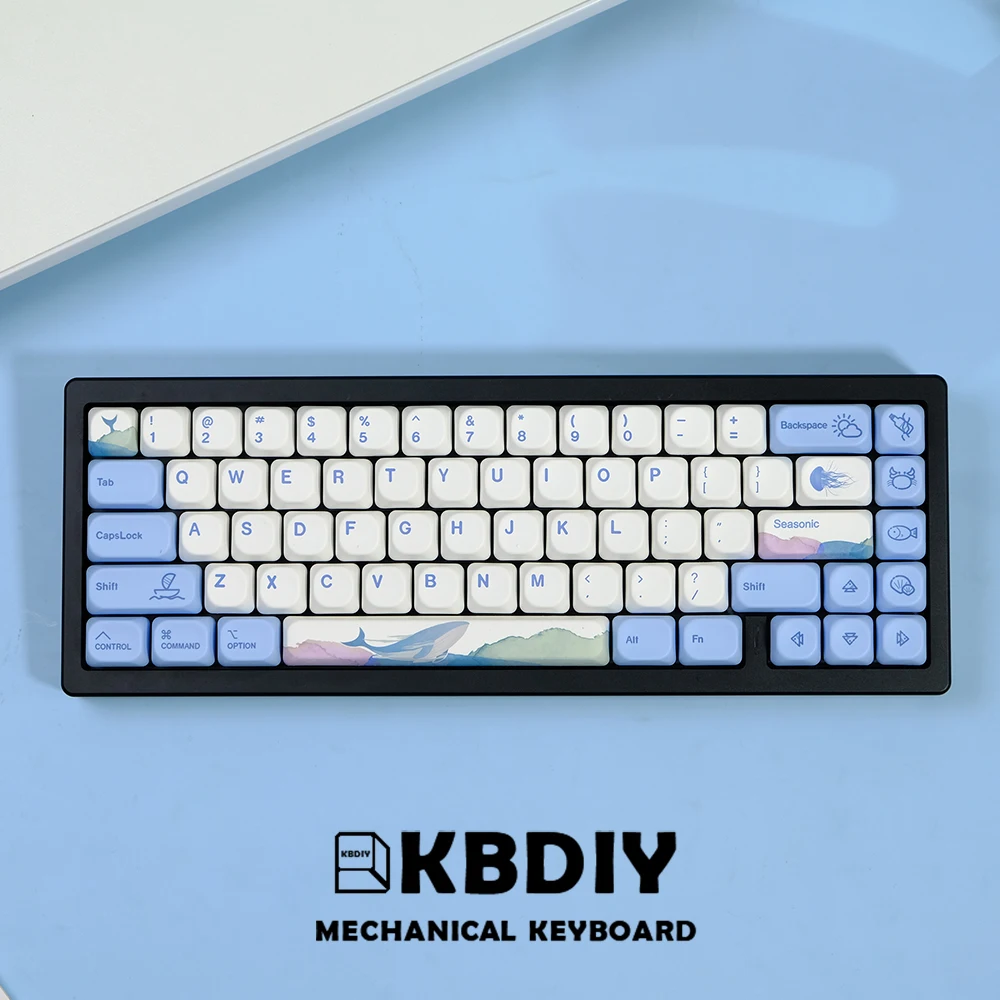 KBDiy KOA Profile Japanese Ocean Whale Keycaps PBT Mechanical Keyboard Keycaps Russian Korean 135 Key Caps Custom for MX Switch