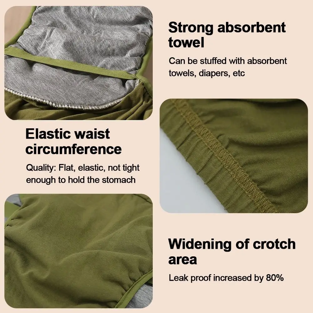 Pure Cotton Reusable Adult Diaper Underpants, Water-Resistant High Absorption Anti-Side-Leakage Skin-Friendly Incontinence Pants