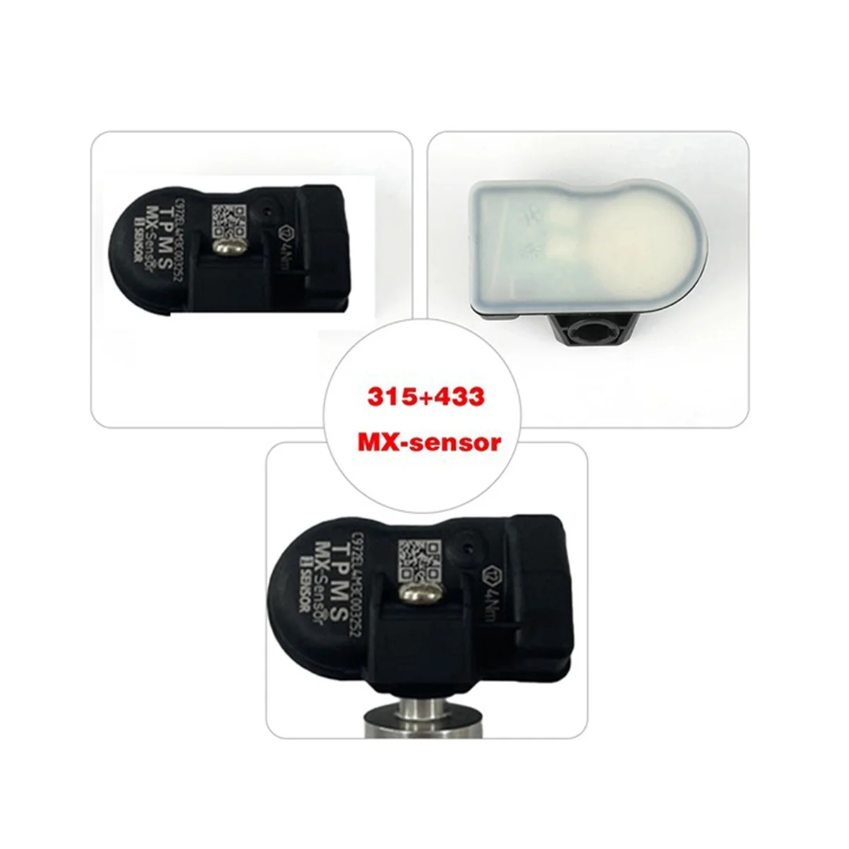 4Pcs Programmable TPMS Sensor 433MHz 315MHZ Sensor Universal 2 in 1 for Tire Pressure Monitoring System