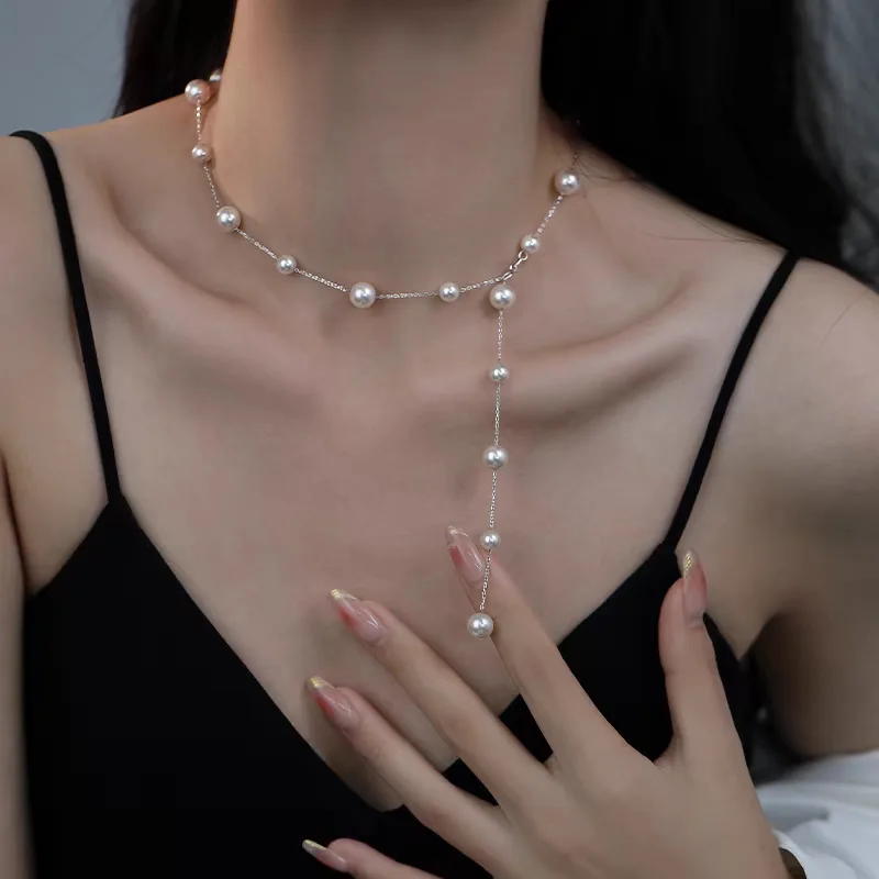 Temperament Starry Sky Pearl Beaded Tassel Clavicle Chain Multi Wearing Necklace Women Wedding Daily Party Fashion Jewelry