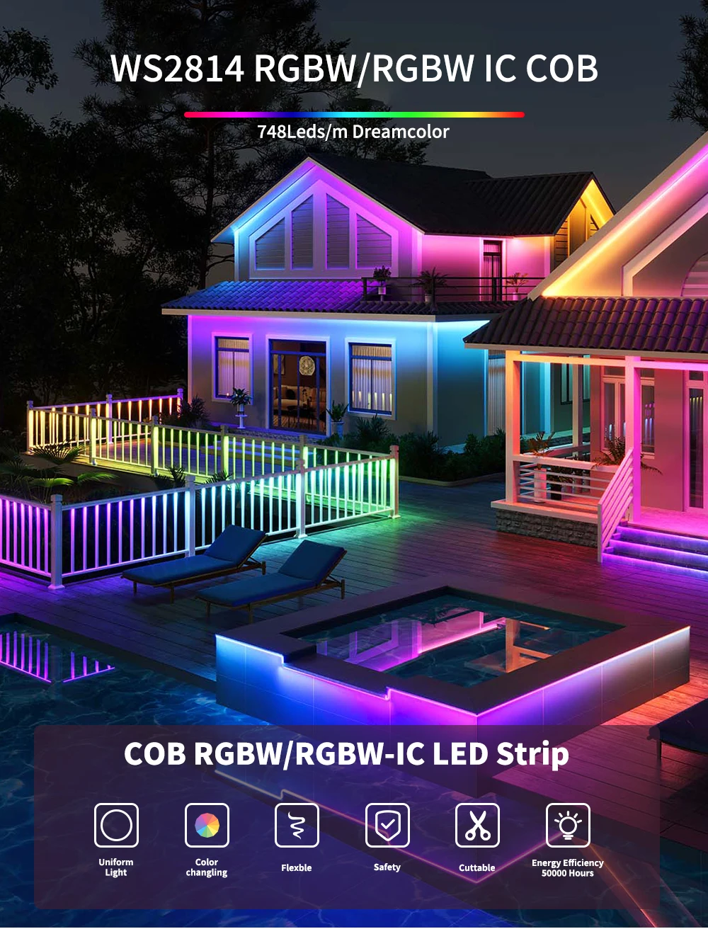 DC24V COB LED Strip Light WS2814 784Leds/m Addressable IC RGBW RGBNW RGBWW Flexible Dream Colors FOB COB Tape RA90