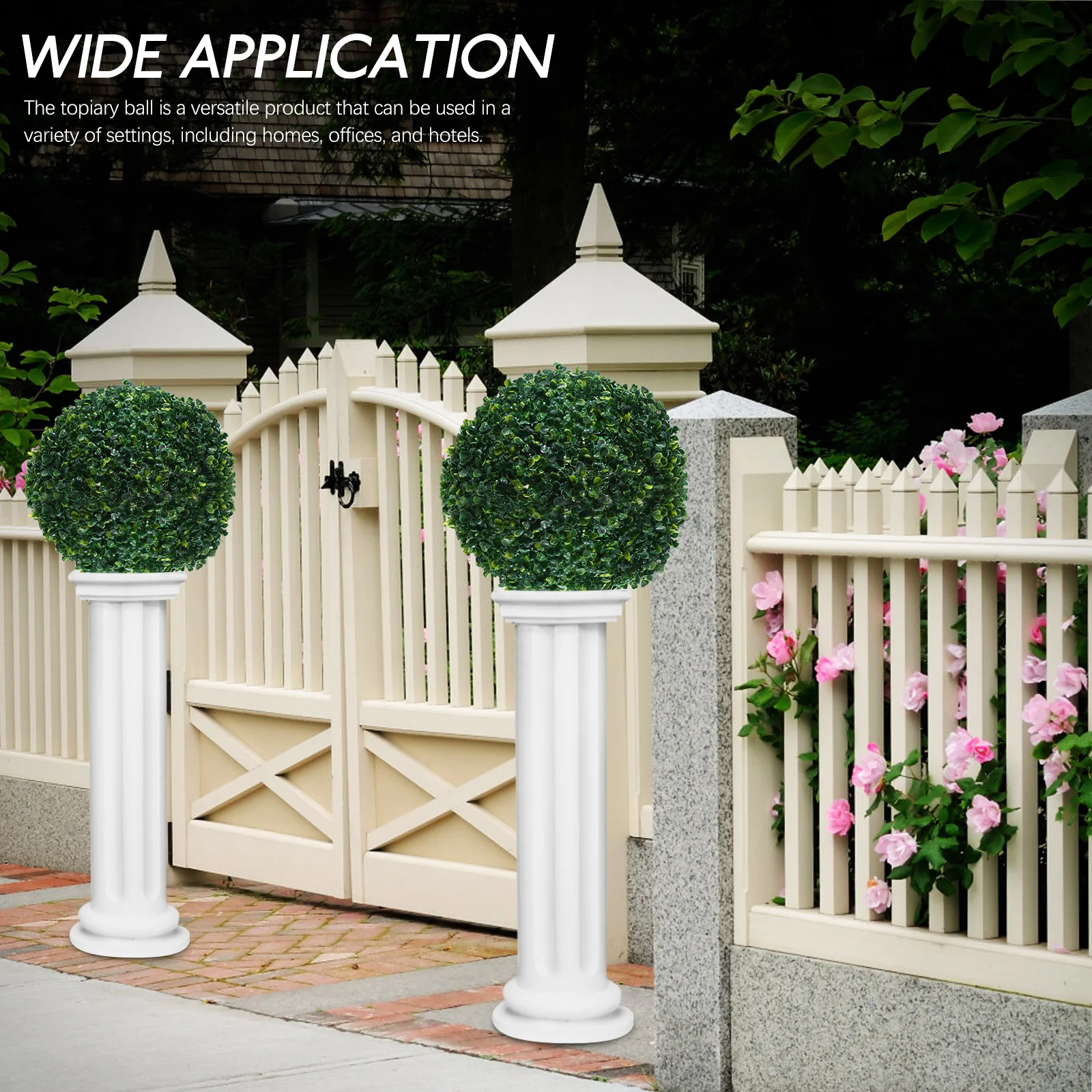 

2pcs Grass Ball Artificial Topiary Hanging Decor For Outdoor Garden Wedding Ceiling Adornments Waterproof Simulated Plant