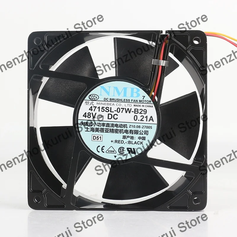 4715SL-07W-B29 Genuine Original NMB measurement frequency converter Cooling Fan 48V 0.21A 12038 12CM three-wire
