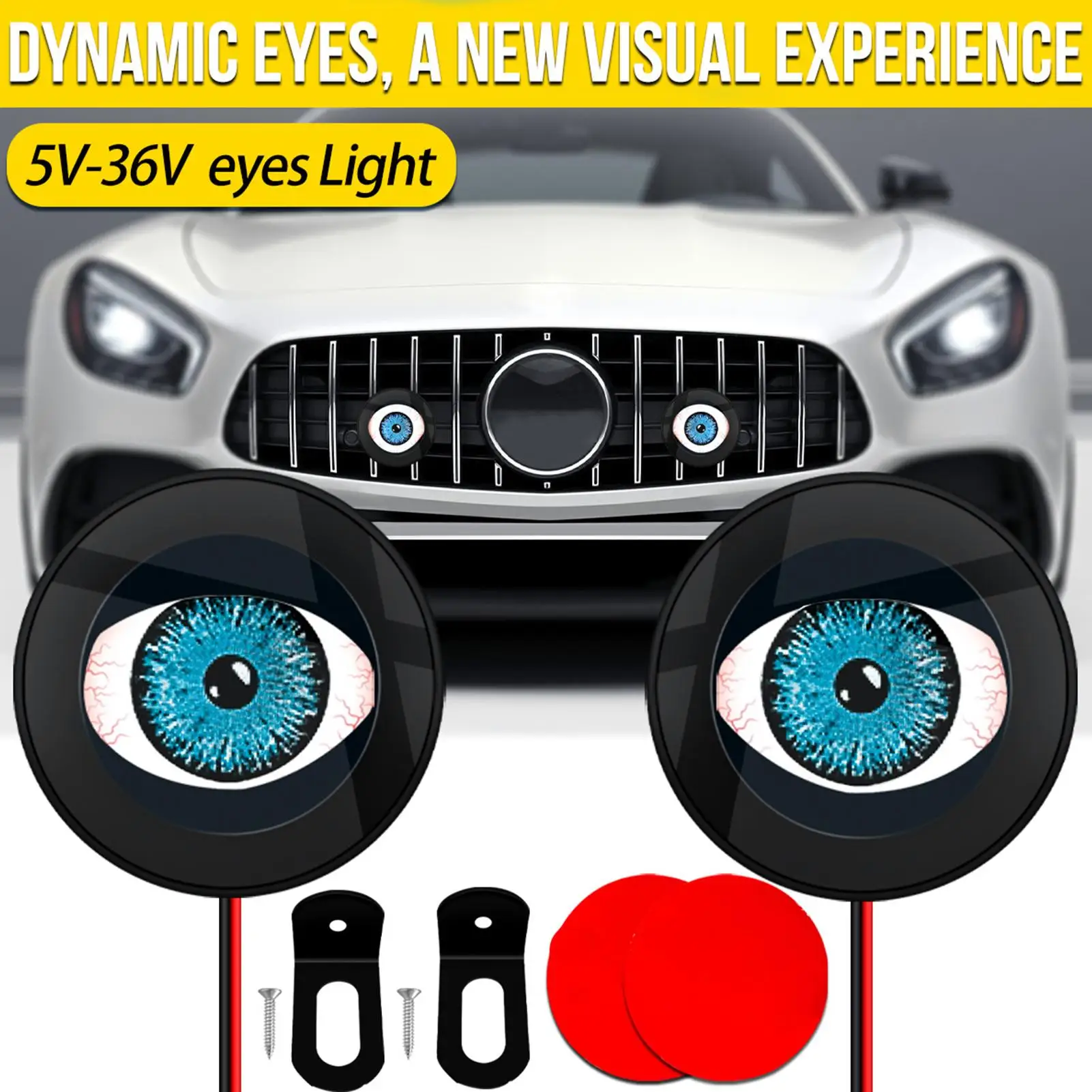 Multi-mode dynamic eye light for bicycles, cars, and trucks LED universal flashing car grille modification