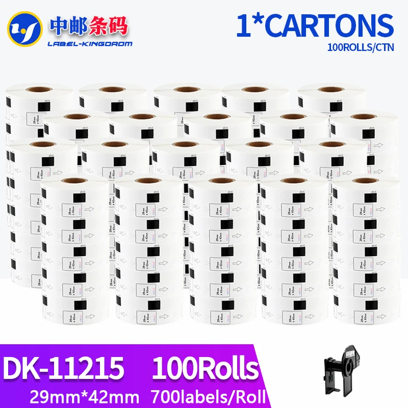 

100Rolls Compatible DK-11215 Label 29mm*42mm Die Cut Work for Brother Printer White Paper DK11215 DK-1215