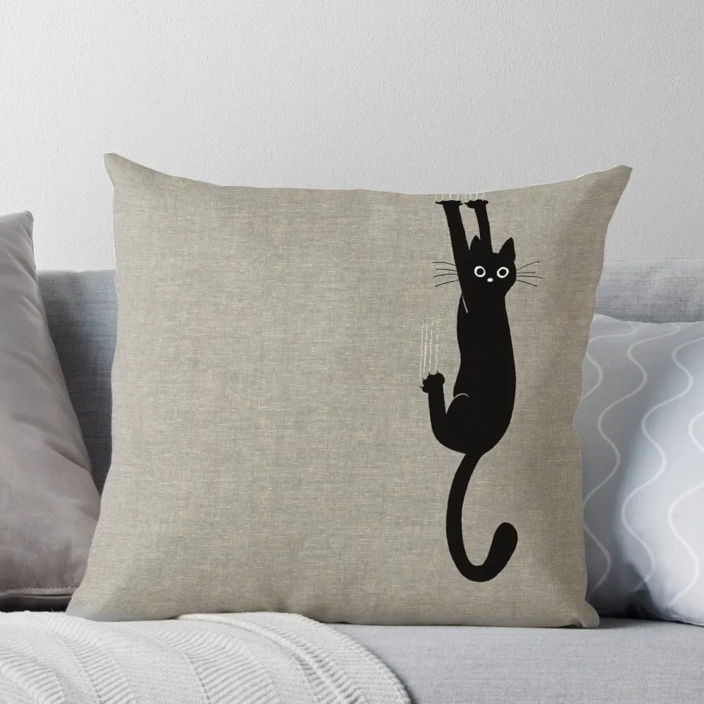 

Black Cat Holding On Throw Pillow luxury home accessories christmas supplies pillowcases for sofa cushions