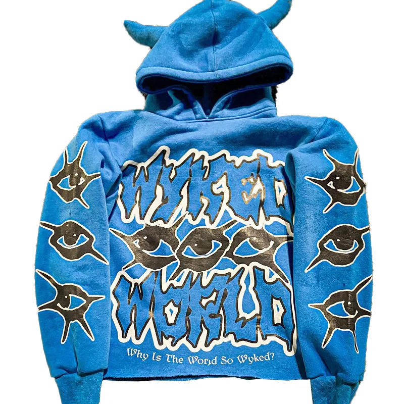 Felpa con cappuccio da uomo Y2K Sle Faionable con motivo Harajuku Streetwear stampato oversize casual lungo Sve round Ne Commute Sle