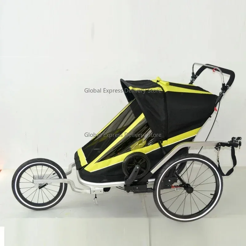 

Baby bicycle trailer aluminum alloy double seat child push trailer