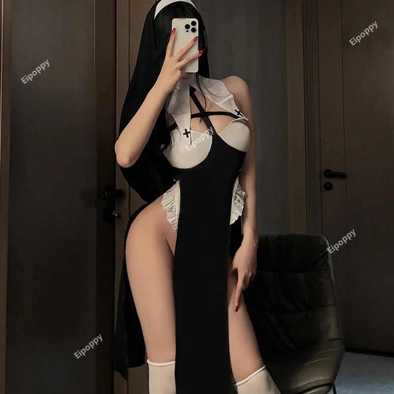 

Sexy Nun Series Uniform Halloween Cosplay Sexy Maid Dress Costume Medieval Convent Sister Dress Outfit Set Cheongsam Costumes