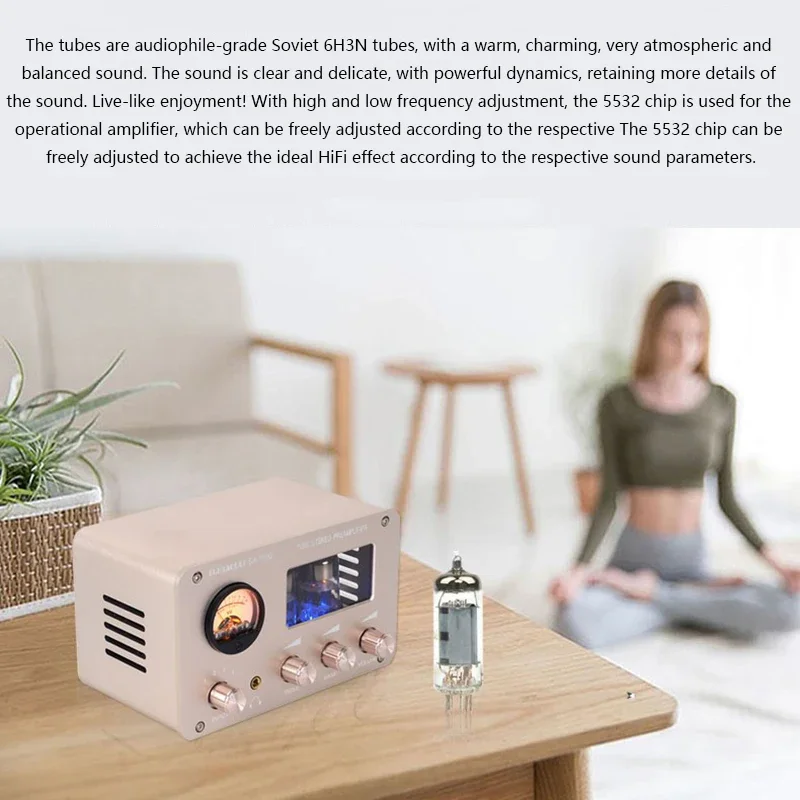 หลอดพรีแอมพลิฟายเออร์4อิน2ออก2 HiFi หลอด6H3N ชิป5332โอปอ-แอมป์หูฟังกำลังสูงปรับได้